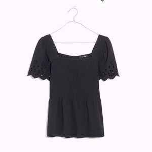 Madewell Eyelet sleeve Kate smocked top - current season!